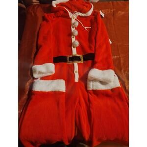 Jolly Days Santa onepiece Womens L Plush Hooded Christmas Costume